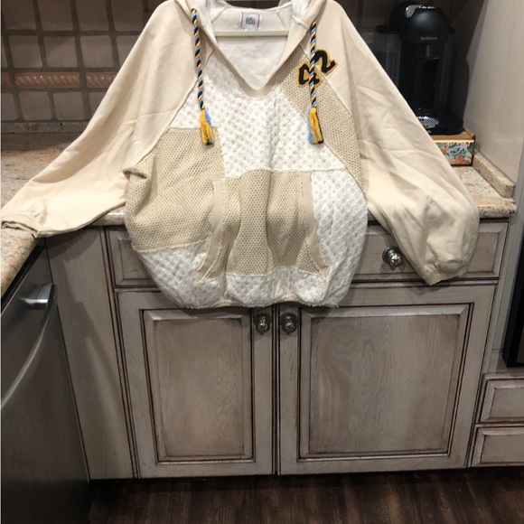 Urban Outfitters Bdg Carl Textured Hoodie Sweatshirt Drawcord Embroider Varsity - Picture 6 of 8